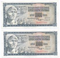 Vegyes: Görögország 1967. 100D (2x) sorszámkövetők + Jugoszlávia 1981. 1000D (4x) közte 2db sorszámk...