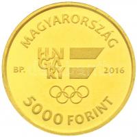 2016. 5000Ft Au XXXI. Nyári Olimpiai Játékok tanúsítvánnyal (0,5g/0.999/11mm) T:P Hungary 2016. 5000 Forints Au XXXI Summer Olympic Games with certificate (0,5g/0.999/11mm) T:P