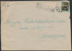 1945 (3. díjszabás) Cenzúrázott távolsági levél Kisegítő 10P/80f bérmentesítéssel (boríték szétnyitva)