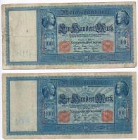 Német Birodalom / Császárság 1910. 100M piros pecsét és sorszám (5x) T:III,III-
German Empire 1910....