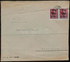 (4. díjszabás) Helyi levél Kisegítő 20P/30f párral bérmentesítve (boríték szétnyitva), Inflation cover