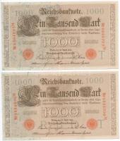 Német Birodalom / Császárság 1910. 100M piros pecsét és sorszám, sorszámkövetők (3x) T:II törés nélk...