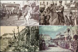 4 db MODERN reprint képeslap; Kézdivásárhely, Marosvásárhely, Sepsiszentgyörgy, Szatmárnémeti bevonulás, Horthy Miklós / 4 modern reprint postcards; entry of the Hungarian troops in Transylvania
