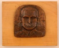 Takács Erzsébet (1928-1999): Stefkó József. Bronz plakett, jelzett, fára ragasztva, hátán a művész aláírásával, 12×13 cm