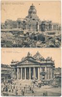 Brussels, Bruxelles; Churches, palaces, statues - 8 pre-1945 unused oversized postcards (13,7x17,9 cm), mixed quality