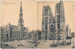 Brussels, Bruxelles; Churches, palaces, statues - 8 pre-1945 unused oversized postcards (13,7x17,9 c...
