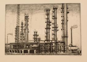 cca 1970 Képek a kőolaj- és gázipar életéből, 12 metszet neves művészektől, a lapok mérete: 28x40 cm...
