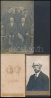 cca 1910-1924 Portrék, 3 db fénykép, köztük 2 db keményhátú fotó pásztói illetve székelyudvarhelyi műteremből, hátuljukon feliratozva, különböző méretben