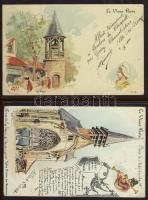 Párizs 2db színes litho 1906