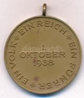 Német 3. Birodalom 1938. "Szudéta emlékmedál" ezüstözött Br medál, szalag nélkül. "EI...