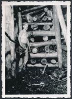 1935-1936 Sopron, Brennberg-bánya, Bányászok az alagútban, templom, 9 db fotó, 6x9 cm