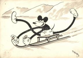 Mickey Mouse, "Izsák József Rt. vegyészeti gyár" advertisement on the backside s: Bisztriczky (EK)