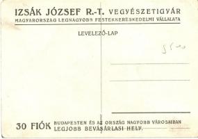 Mickey Mouse, "Izsák József Rt. vegyészeti gyár" advertisement on the backside s: Bisztric...