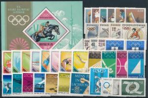 1969-1972 Olympics 38 diff stamps with sets + 1 block, 1969-1972 Olimpia motívum 38 db klf bélyeg, közte teljes sorok + 1 db blokk