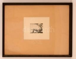 Szőnyi István (1894-1928): Halászok, rézkarc, papír, jelzett a nyomaton, paszpartuban, üvegezett ker...