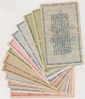 1946. 13db-os vegyes magyar adópengő bankjegy tétel, közte fordított címeres, sorozat- és sorszám né...