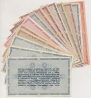 1946. 13db-os vegyes magyar adópengő bankjegy tétel, közte fordított címeres, sorozat- és sorszám né...