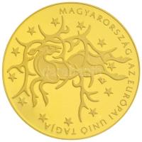 2004. 50.000Ft Au "Magyarország az Európai Unió tagja" tanúsítvánnyal (14,1g/0.986) T:PP felületi karc,ujjlenyomat Hungary 2004. 50.000 Forint Au "Hungary becomes a member of the European Union" with certificate (14,1g/0.986) C:PP slightly scratched,fingerprint Adamo EM191