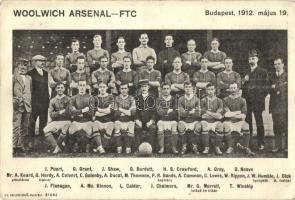 1912 Woolwich Arsenal - FTC labdarúgó mérközés, az angol csapat csoportképe / English football group (fa)