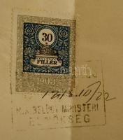 1904 Dr. Kárffy Ödön történész, levéltáros, levele, Magyar Királyi Belügyminisztériumtól, amelyben o...