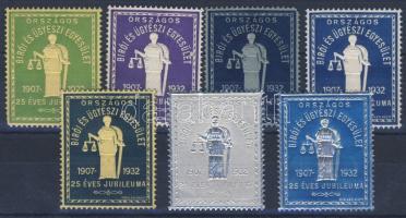 1932 Országos Bírói és Ügyészi Egyesület 7db levélzáró klf.színben