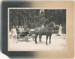 cca 1910 Feketebalog, csoportképek különböző helyszíneken, 6 db kartonra kasírozott fotó, 8x8 és 12x...