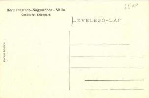 Nagyszeben, Hermannstadt, Sibiu; Erlen parki cukrászda kerthelyisége / Conditorei Erlenpark / confec...