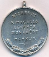 1944. "Szebb jövőt / Dicséret kimagasló levente munkáért" modern fém kitüntetés mellszalag...