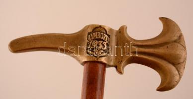 1933 Jamboree réz fokosfej, új bottal, h: 97 cm