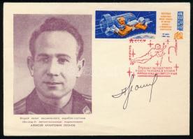 Alekszej Leonov (1934- ) szovjet űrhajós aláírása emlékborítékon /  Signature of Aleksey Leonov (1934- ) Soviet astronaut on envelope