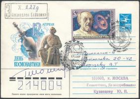 Georgij Sonyin (1935-1997) szovjet űrhajós aláírása emlékborítékon /  Signature of Georgiy Shonin (1935-1997) Soviet astronaut on envelope