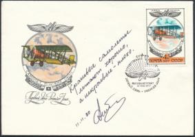 Oleg Konsztantyinovics Antonov (1906-1984) szovjet repülőmérnök aláírása emlékborítékon /  Signature of Oleg Konstantinovich Antonov (1906-1984) Soviet aircraft designer on envelope