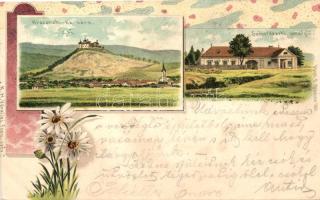 Krasznahorkaváralja, Krásnohorské Podhradie; Vár, szövetkezeti vendéglő / castle, inn, floral litho (EB)