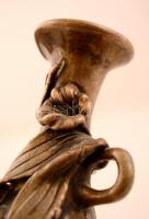 Muranói fém rátétes üveg váza, hibátlan, m: 16 cm