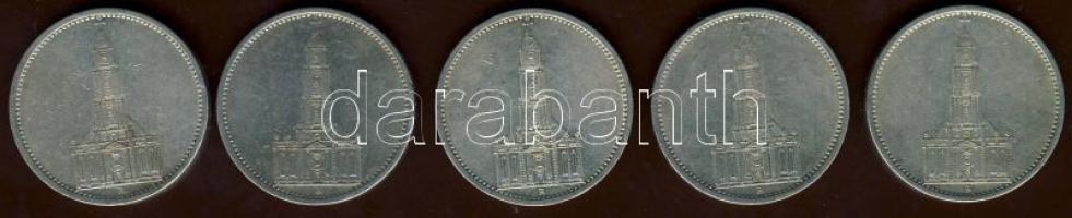 Német 3.Birodalom 1934-36 5M Ag "Hindenburg" (5x) + "Garnisonskirche" (5x) T:2/3