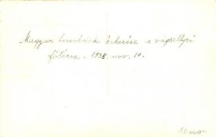 1938 Vágsellye, Sala n. Váhom; Bevonulás, járási hivatal, étterem / entry of the Hungarian troops, c...