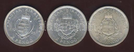 1935-36. 2P Ag 3klf db "Pázmány-Rákóczi-Liszt" sor T:1/2