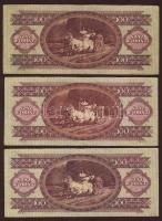 1949. 100Ft (3x), benne papírránc T:II-