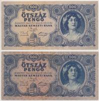 1945. 500P (2x) eltérő színárnyalat, egyiken magyar "N" betű orosz "P" helyett T:III