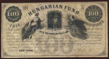 1852. Emigrációs "Kossuth bankó" New York 100$, Kossuth Lajos eredeti aláírásával! T:II+ Kicsit bebarnulva.