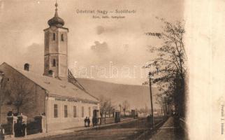 Nagyszőlős, Vynohradiv; Római katolikus templom, Ugocsai Központi Könyvnyomda, kiadja Deutsch J. / church, printing house