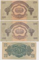 1944. 1P (2x) + 10P + 20P + 100P (2x) "A Vörös Hadsereg Parancsnoksága" T:III,III-