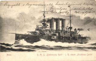 SMS Erzherzog Karl, az Osztrák-Magyar Monarchia Erzherzog-osztályú pre-dreadnought csatahajója / Austro-Hungarian navy pre-dreadnought (EK)