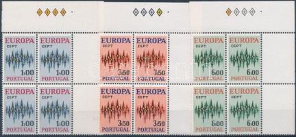 Europa CEPT sor ívsarki 4-es tömbökben (1E papírránc), Europa CEPT set corner blocks of 4 (1E paper crease)