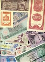 Vegyes külföldi bankjegy tétel 417db, főleg modern, benne katonai kiadások, játékpénzek, bónok T:I (...