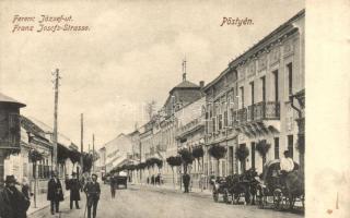 Pöstyén, Piestany; Ferenc József út, Urbán Zsigmond áruháza / street, shop