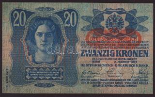 1913. 20K (II.kiadás) piros, vízszintes "Deutschösterreich" fny-sal T:II+