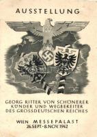 1942 Wien, Messepalast, Ausstellung, Georg Ritter von Schönerer Künder und Wegbereiter des Grossdeutschen Reiches / Exhibition of the Greater German Reich, NS flag, So. Stpl (fa)