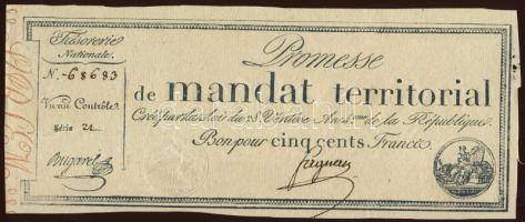 Franciaország 1796. 500F papírráncokkal T:I RRR!!