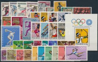 1971-1974 Olympics 37 diff stamps with sets + 1 block, 1971-1974 Olimpia motívum 37 db klf bélyeg, közte teljes sorok + 1 db blokk